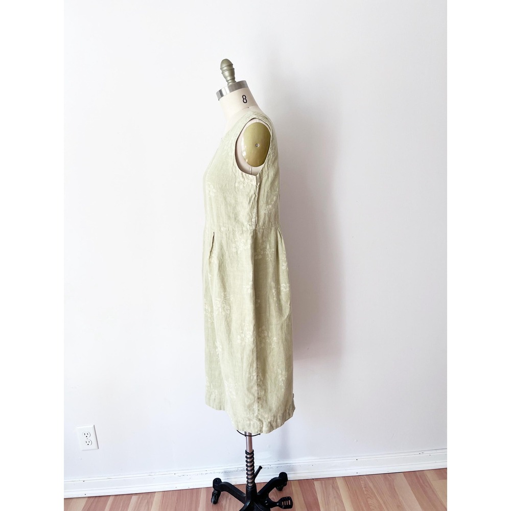 Vintage Linen Pistachio Green Patchwork Dress‎ Lagenlook - Picture 5 of 9